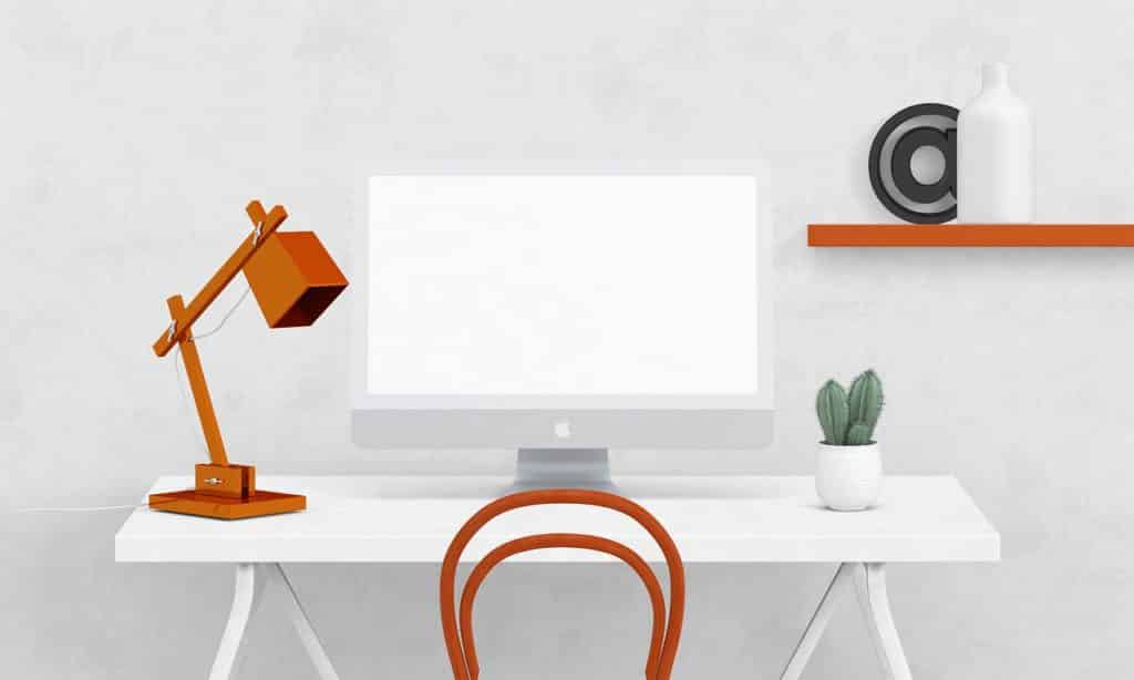 White Desk Orange Lamp Front View  - theglassdesk / Pixabay